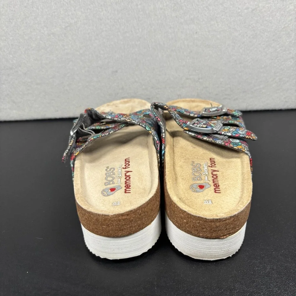 BOBS Skechers Womens 8M Dog Lover Print Memory Foam Comfort Slides Sandals Shoes